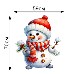 Наклейка для ростовой фигуры - Снеговик ( 70х59см )