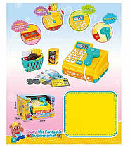 Касовий апарат 35653 (12/2) підсвічування, звук, калькулятор, сканер, автоматичне висування шухляди, кошик, муляжі продуктів,