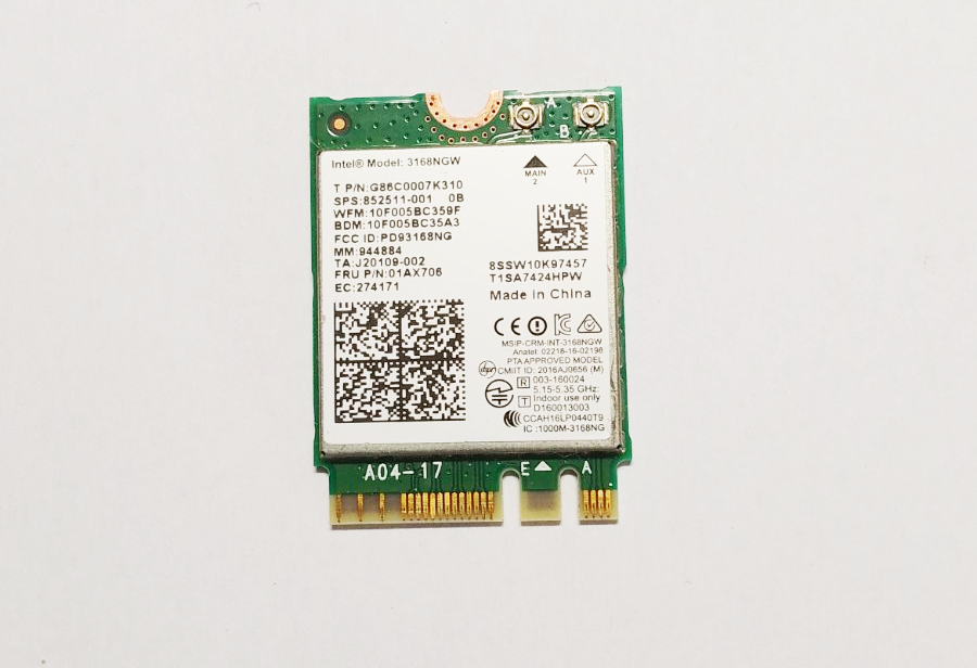 Wi-Fi адаптер Intel 3168NGW Dual Band  AC 802.11ac WLAN Bluetooth, фото 1