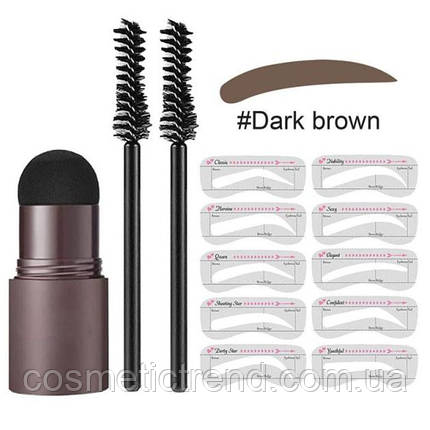 Штамп-пудра для макіяжу брів у наборі EElhoe/Sylr Eyebrow Stamp Kit Dark Brown (темно-коричневий), фото 1