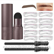 Штамп-пудра для макіяжу брів у наборі EElhoe/Sylr Eyebrow Stamp Kit Dark Brown (темно-коричневий), фото 2