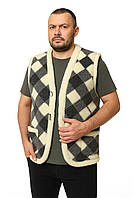 Жилетка чоловіча двостороння з овчини з елегантним картатим візерунком S-6XL 3XL