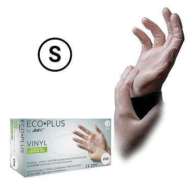 Рукавички вінілові прозорі AMPri ECO PLUS, 100 шт (50 пар) S, фото 1