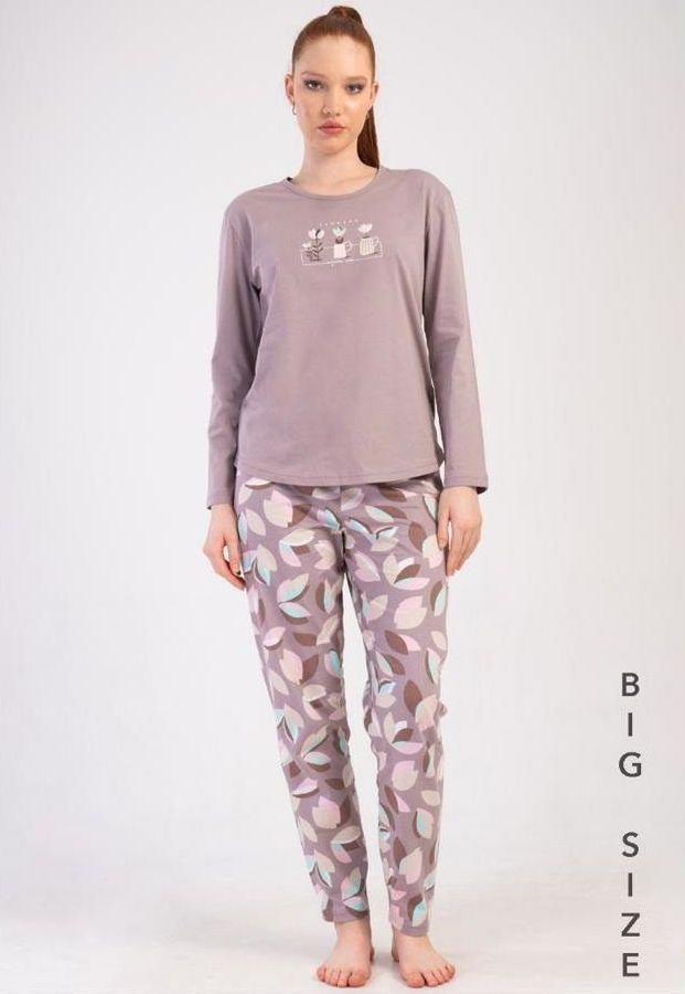 Бавовняна жіноча піжама Великий розмір Vienetta бузкова, фото 1