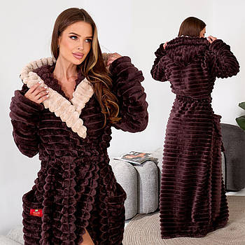 Жіночий халат-шубка довжиною в підлогу з чобітками (р.S-M,L-XL,2XL-3XL) Туреччина