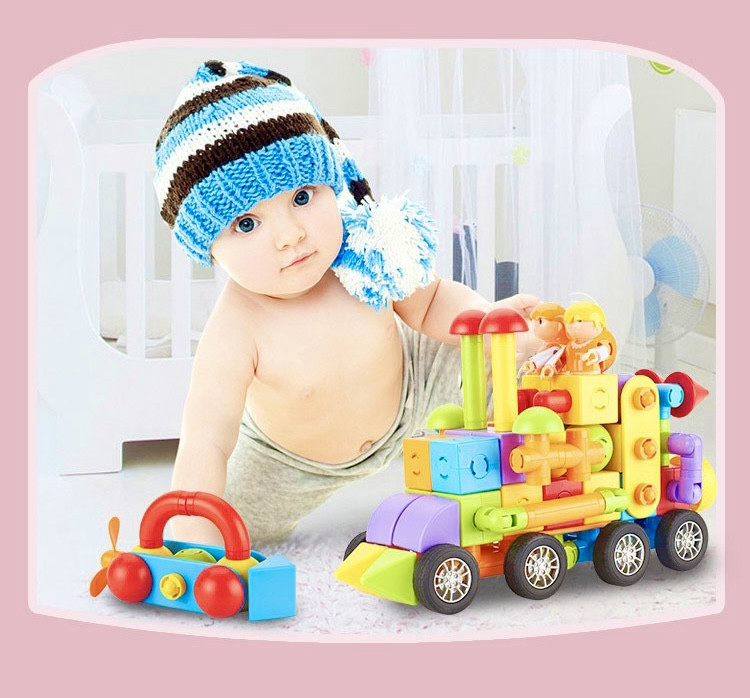 Дитячий магнітний конструктор 707-3 Потяг 73 деталі, фото 1