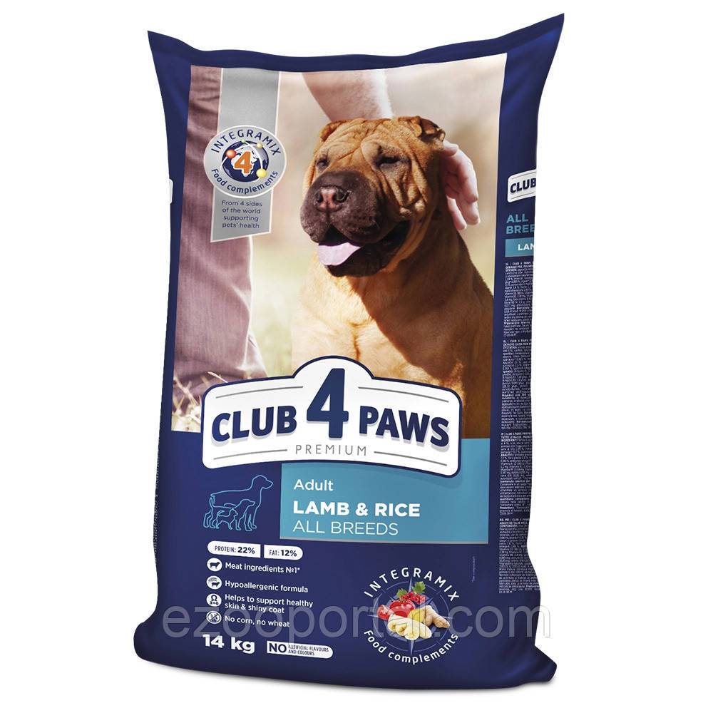Корм Клуб 4 Лапи для дорослих собак всіх порід з ягням 14кг, фото 1
