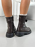 Черевики жіночі шкіряні коричневі демісезонні, фото 5