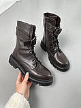 Черевики жіночі шкіряні коричневі демісезонні, фото 10