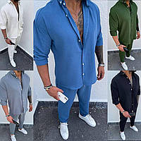 Костюм 2-ка сорочка + штани Мод :771-919 Кольори: чорний, сірий, хакі, молочний, джинс