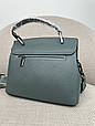 Шкіряна сумка з двома ремінцями клапан під крокодила С67-КТ-3060 Зелена, фото 2