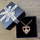 Намисто жіноче золоте з білим цирконієвим каменем у формі серця, фото 10