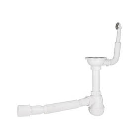 Сифон для кухонної мийки Lidz (WHI) LK14, колбовий з круглим переливом (вихід 50 мм)