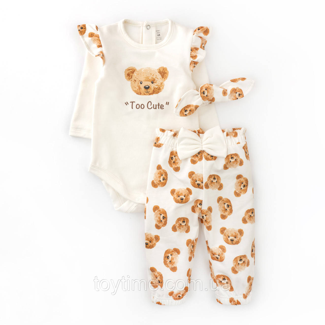 Комплект для дівчинки боді штанці та пов'язка з ведмедиками Girl Bears, фото 1