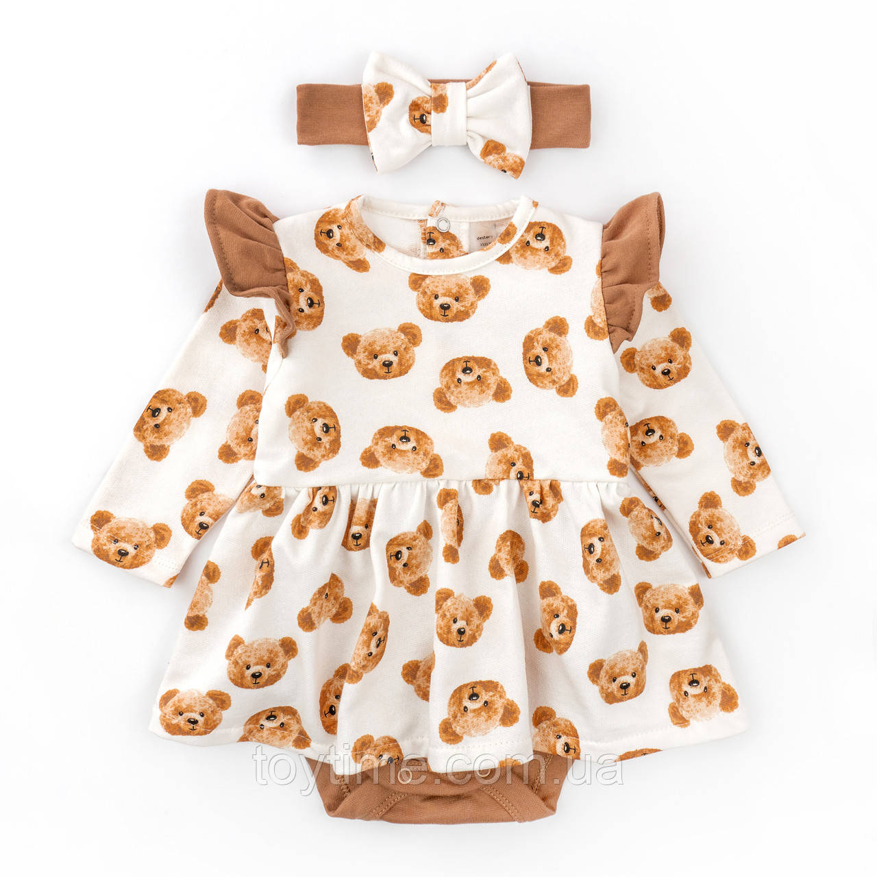 Боді-сукня для дівчинки з крильцями та пов'язкою з ведмедиками Girl Bears, фото 1