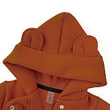 Комбінезон на блискавці для немовлят з начосом з капюшоном та шапочкою Cinnamon, фото 3