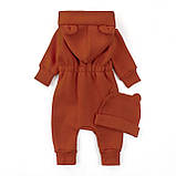 Комбінезон на блискавці для немовлят з начосом з капюшоном та шапочкою Cinnamon, фото 6