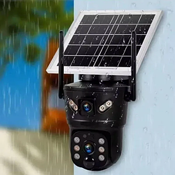 Камера відеоспостереження вулична із сонячною панеллю 360 4G Solar camear D05-4G V380 Чорна