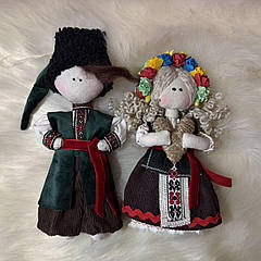 Пара ляльок Козак та Козачка Берегиня любові та злагоди у бордовому вбранні 20 см Гранд Презент 020 КБ-2