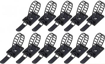 Органайзер Фіксатор кабелю тримач Choice для дроту самоклейний стяжка 50 шт XS Чорний