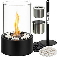 Біокамін KAMINER 26300 настільний з камінцями, бездимний на біоетанолі, скляна копула, 150 мл, 60 хв, 28×16×16 см