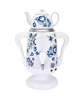 Електричний самовар із фарворовим заварним чайником RAF R-7118 на 3.5 л White