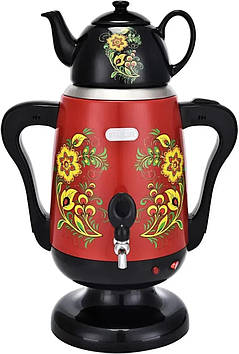Електричний самовар із фарворовим заварним чайником RAF R-7118 3.5 л Red