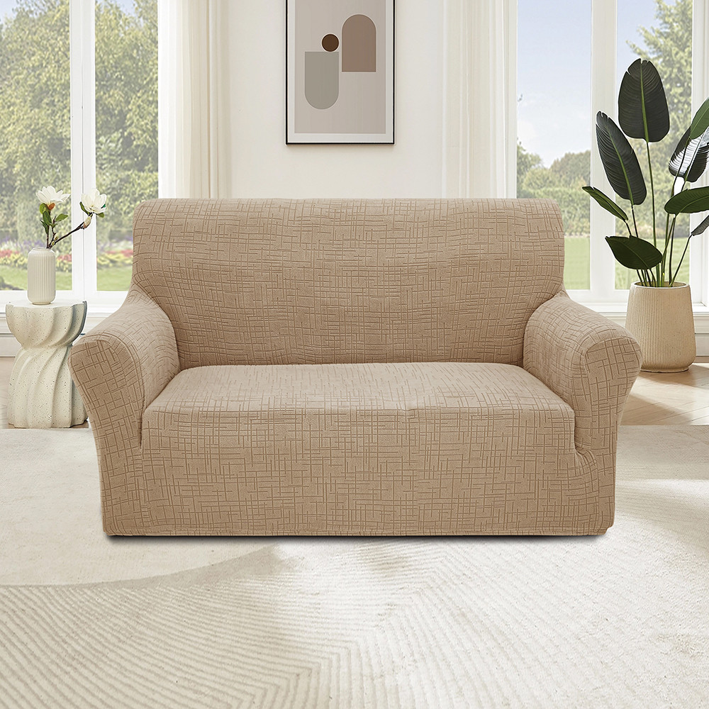 Чохол на диван 2-місний New Corn Fleece бежевый Love You, фото 1