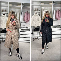 Куртка пальто стеганое женское черный беж 42-46,48-52