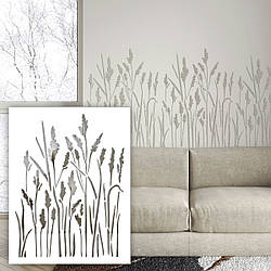 Трафарет пластиковий для штукатурки, фарбування декоративний багаторазовий Колосся очерету, товщина 1 мм (1000х780)