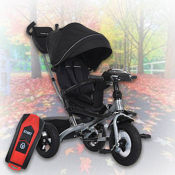Триколісний дитячий велосипед з поворотним сидінням, капюшоном та пультом Trike MT 1007-1 Чорний
