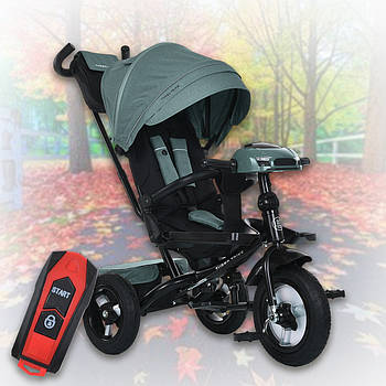 Велосипед дитячий триколісний з пультом, поворотним сидінням та козирком Turbo Trike MT 1007-3 М'ятний