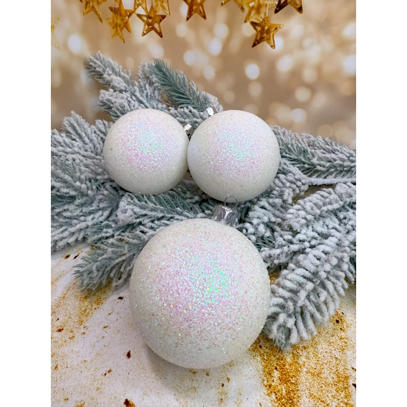 Набір ялинкових кульок «Блиск» 100 мм стиль і затишок для вашої ялинки 6 шт Білий, фото 1