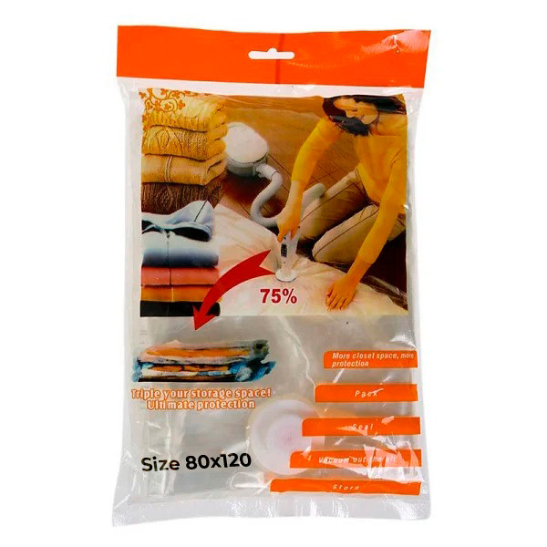Вакуумний пакет для одягу — це вакуумний пакет, 80x120 см., для зберігання речей, доставка з Києва, фото 1