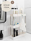 Етажерка у ванну на 3 полиці на колесах Біла, стелаж у ванну на колесах | поличка для ванної кімнаті, фото 6