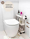 Етажерка у ванну на 3 полиці на колесах Біла, стелаж у ванну на колесах | поличка для ванної кімнаті, фото 7