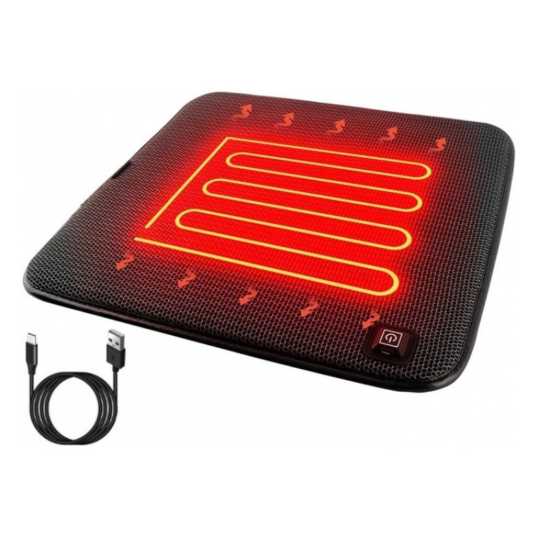 Килимок із підігрівом від USB 45×45 см Bisheffect Heating Cushion 9584 — двосторонній, для дому та офісу, фото 1