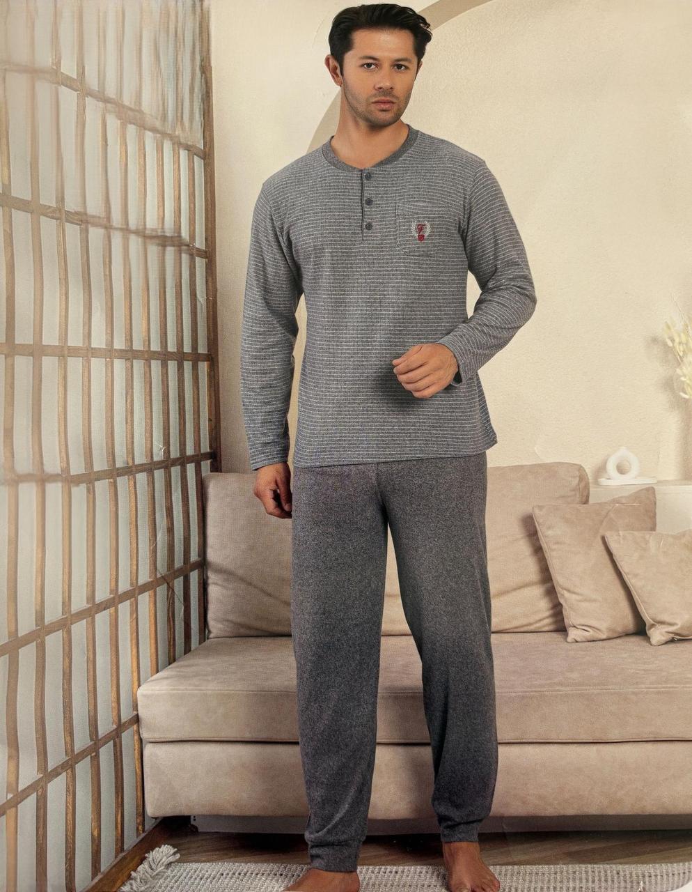 Піжама чоловіча тепла кашемір, сіра .Хит!, фото 1