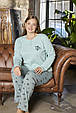 Піжама тепла жіноча з утепленого інтерлоку «Mint Bows» big size .Хит!, фото 4