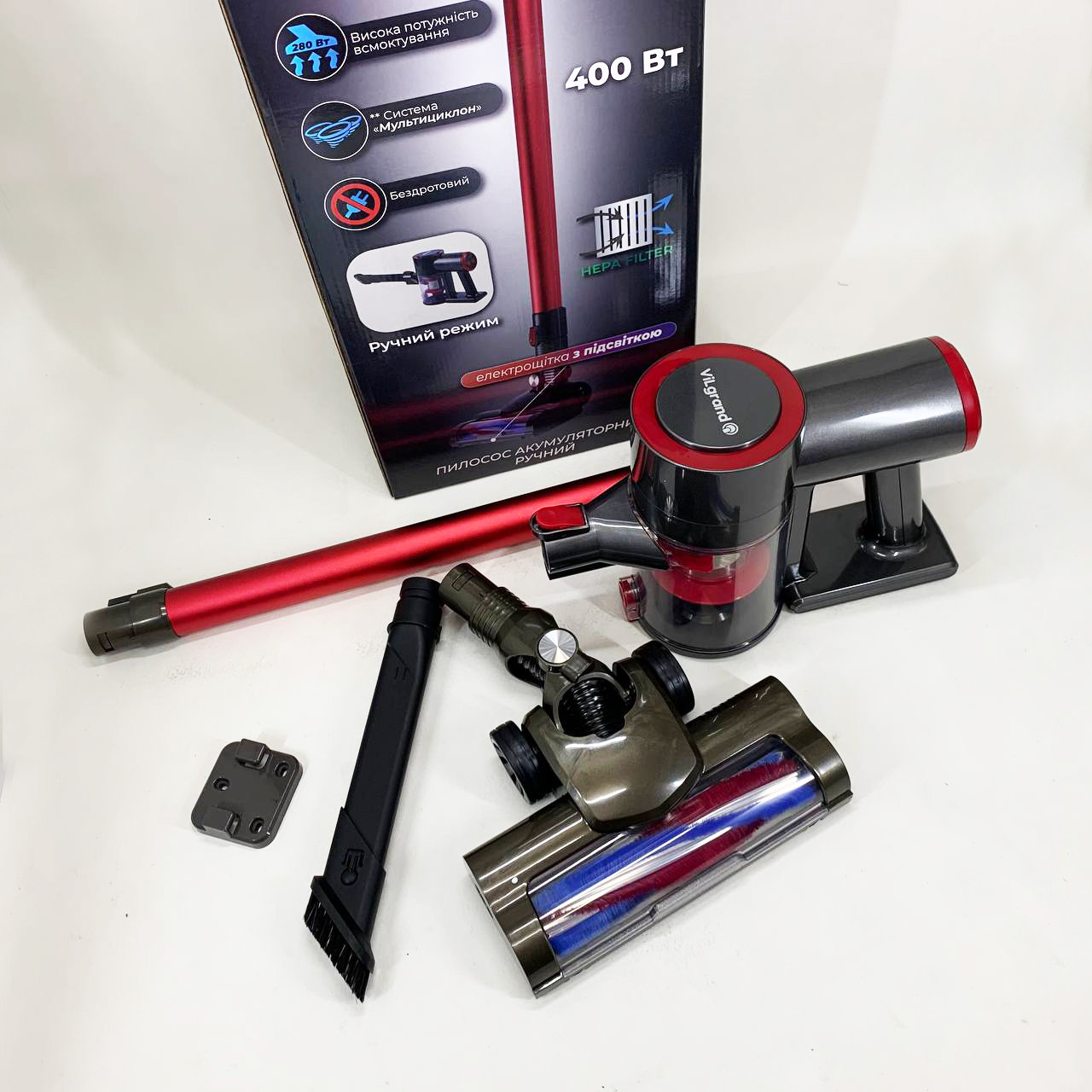 Вертикальний пилосос контейнерний VILGRAND VVC0401BС 400 Вт, Відмінний ручний пилосос HV-88, фото 1