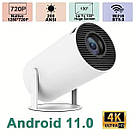 LED Проектор для дому портативний Смарт з WiFi, Bluetooth, Android 11, білий, 1280х720р TV-89, фото 7