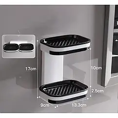 Двошарова настінна мильниця для губки зберігання аксесуарів AND872 білий колір