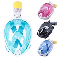 Водолазна маска diving mask XL блакитна рожева чорна з широким кутом огляду та антифог обробкою