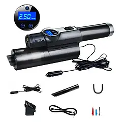 Автомобільний пилосос 4 в 1 насос для шин портативний компресор LY-8018 150W 12V