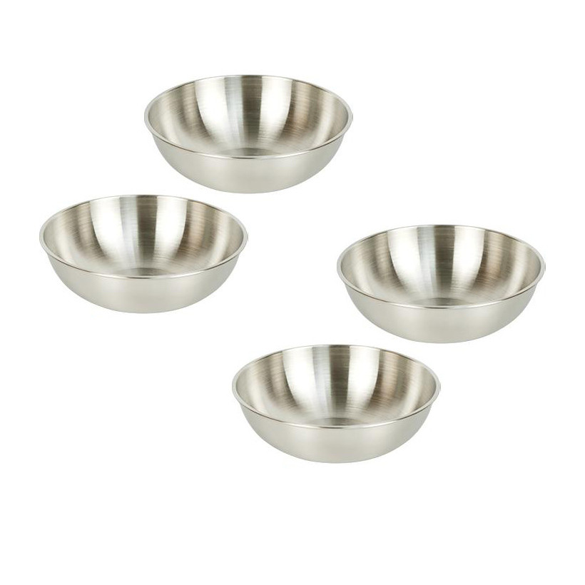 Соусник металевий з нержавіючої сталі круглий у формі миски 200 мл Набір 4 штуки