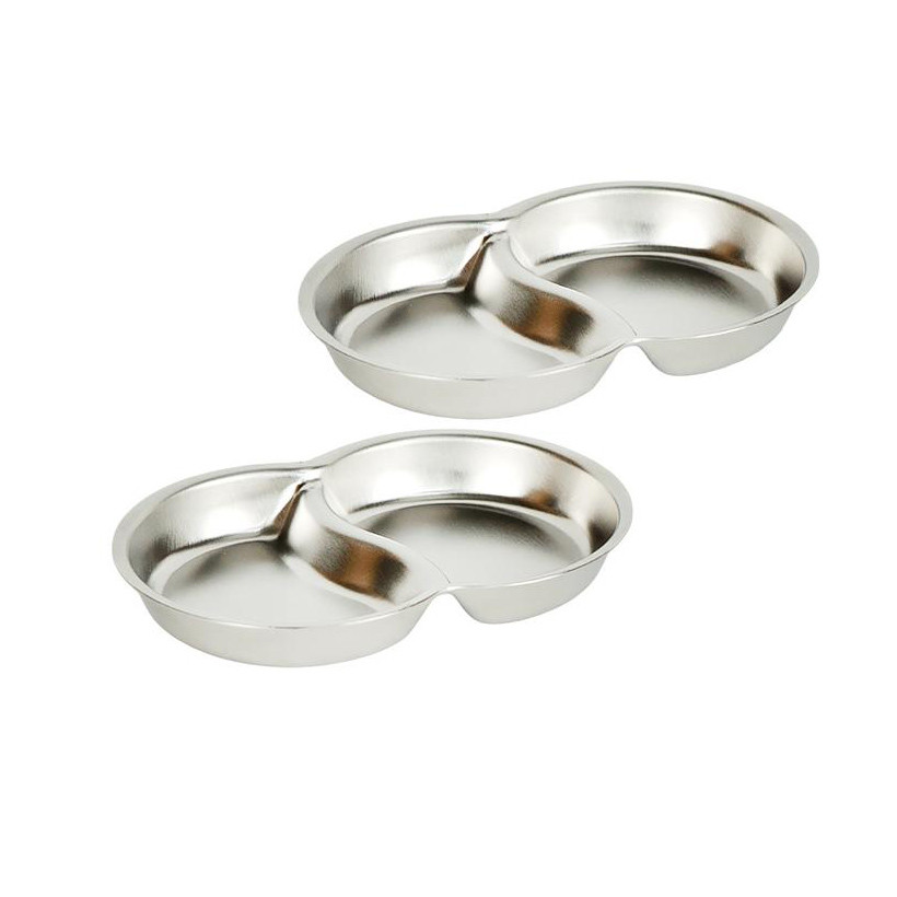 Соусник металевий з нержавіючої сталі на 2 секції, об'єм кожної секції приблизно 50 мл Набір 2 штуки