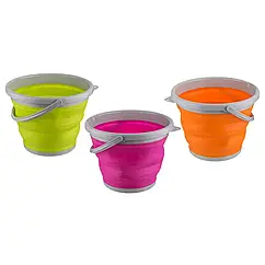 Силіконове відро складне кругле 5 літрів біле червоне рожеве