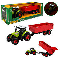 Іграшковий трактор з причепом, світло і звук, AP9921, в коробці, 36,5×8,5×9 см