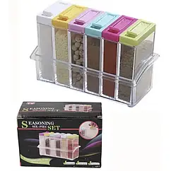 Підставка з контейнерами для спецій Seasoning Six Piece Set XXL - 658 скляні банки з кришками