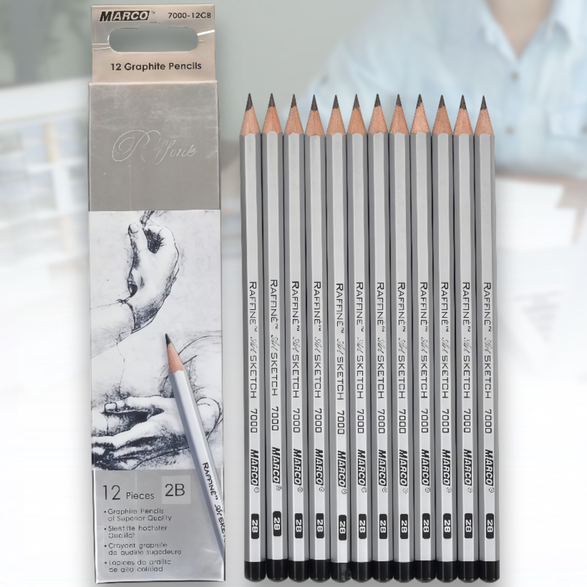 Набір простих олівців 2В MARCO 7000/12-2В Упаковка 12 шт., фото 1